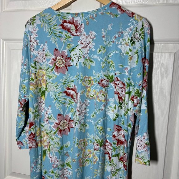 Belle by Kim Gravel Top Blouse Womens Large Floral Cottage Embroidered Knit Blue - Picture 7 of 10